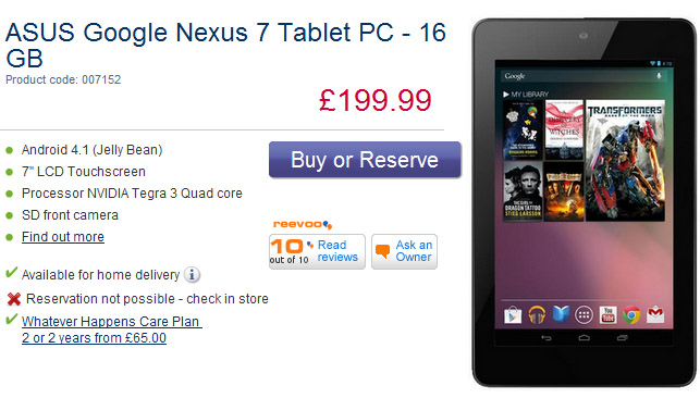Google Nexus 7 now shipping in the UK