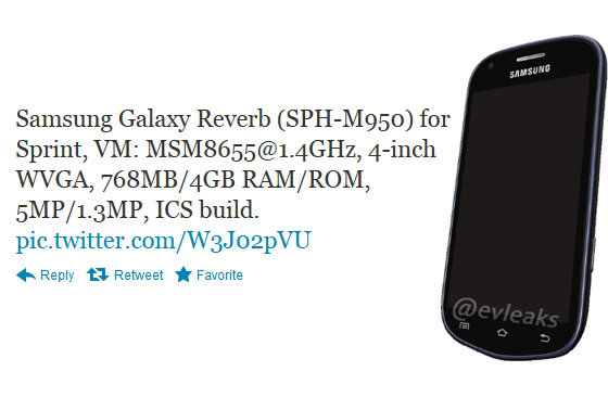 Sprint-bound Samsung Galaxy Reverb SPH-M950 leaked