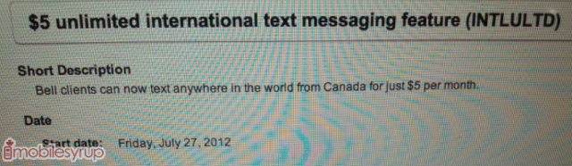 Canada: Bell unveiling $5 unlimited international text messaging add-on later today