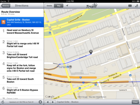 TripIt for iOS updated with trip photos, on-the-go maps