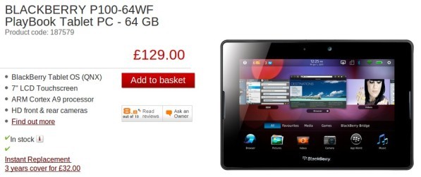 UK: 64 GB BlackBerry PlayBook now just 129 GBP!