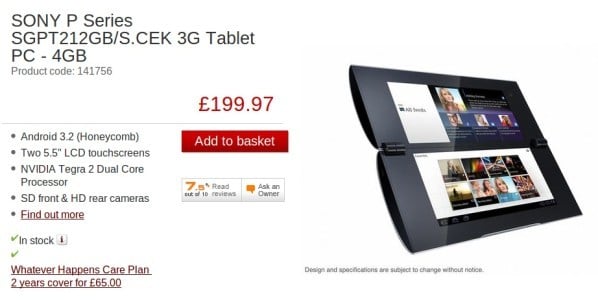 UK: Sony Tablet P drops to 199.97 GBP