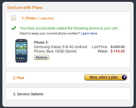 Sprint's Samsung Galaxy S III now just $119.99 on Amazon
