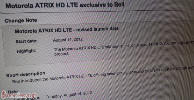 Canada: Bell launching the Motorola ATRIX HD LTE on August 14th