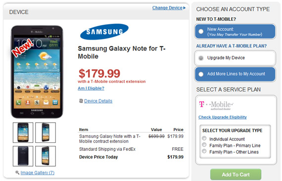 Wirefly selling T-Mobile's Galaxy Note for $179.99!