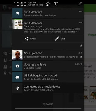 Evernote for Android updated with Jelly Bean notifications, performance improvements