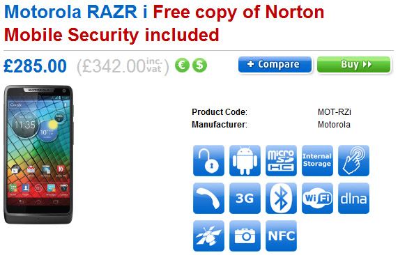 Motorola RAZR i coming to the UK in the first week of October