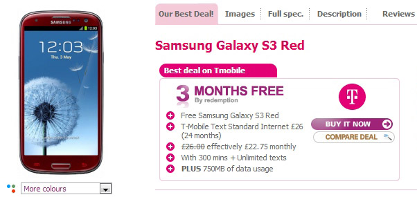 Samsung Galaxy S III in red now available in the UK!