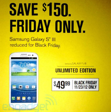 Sprint to offer Samsung Galaxy S III for $50 Galaxy S III on November 23rd!