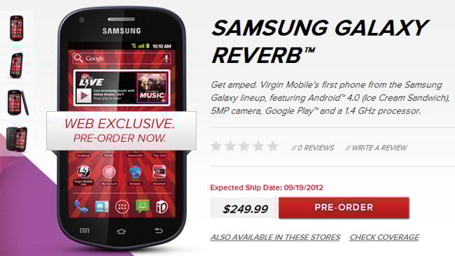 Virgin Mobile releasing Samsung Galaxy Reverb on September 19th