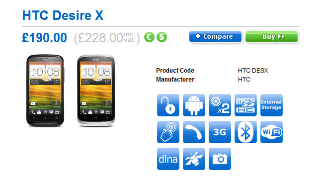 UK: Unlocked HTC Desire X available in September for 228 GBP