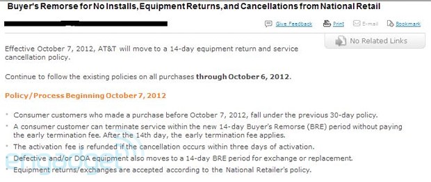 AT&T updates its device return policy, cuts returns and service cancelation period to 14 days