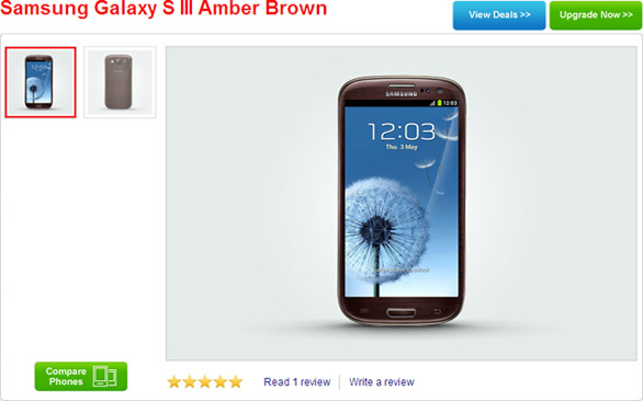 UK: Samsung Galaxy S III in Amber Brown now available on contracts from 26 GBP per month