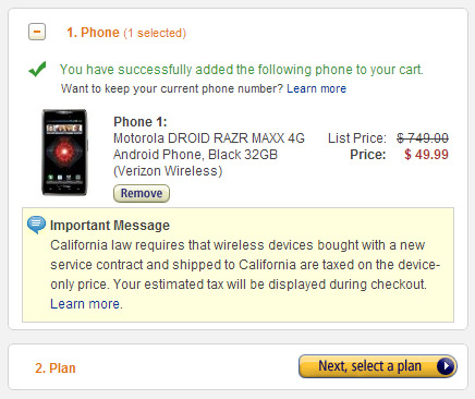Hot Deal: Motorola DROID RAZR MAXX 4G now just 50 bucks at Amazon Wireless
