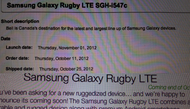 Bell, TELUS launching the Samsung Galaxy Rugby LTE soon