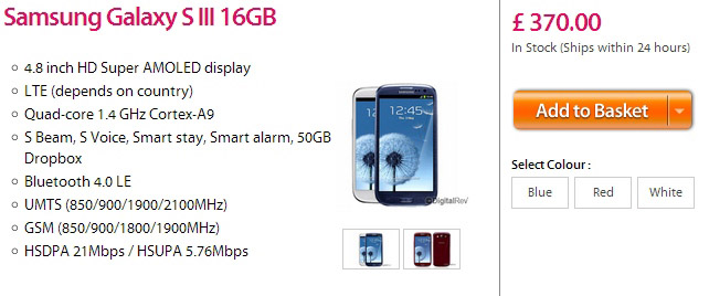UK Deal: Unlocked Samsung Galaxy S III now just 370 GBP