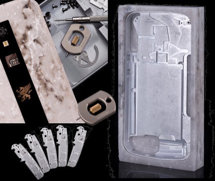 Mobiado working on a smartphone made out of a marble-like material