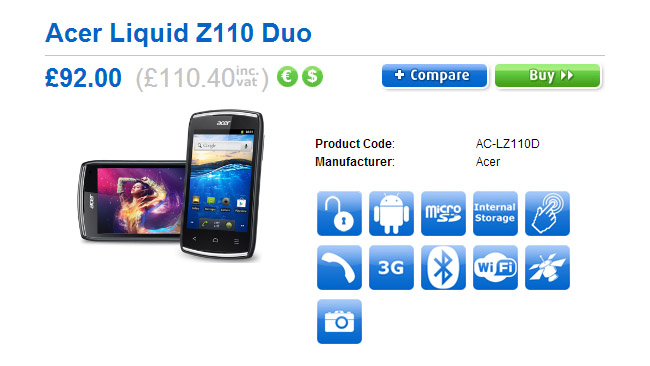 Acer Liquid Z110 Duo now available in the UK but you don't want one