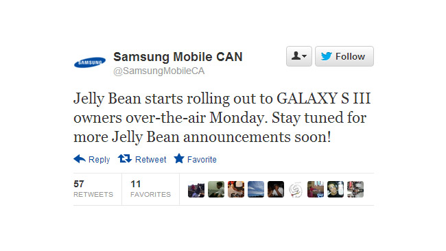 Canadian Samsung Galaxy S III Jelly Bean update rollout starts on December 3rd