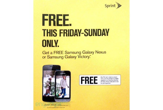 Sprint's Black Friday deals to include free Galaxy Nexus and Galaxy Victory smartphones