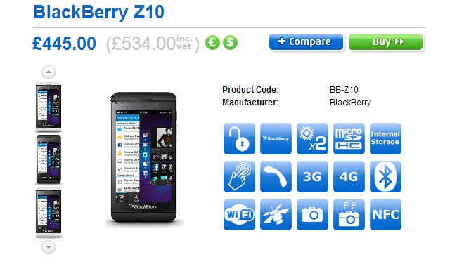 UK: SIM-free BlackBerry Z10 will be available on March 1 for 534 GBP