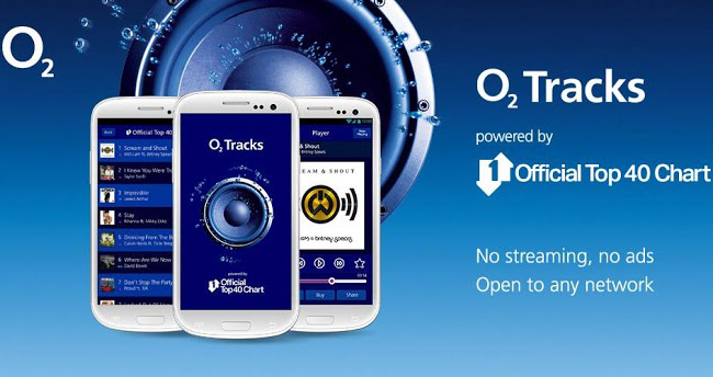 O2 Tracks streams the Top 40 list for 5 GBP per month