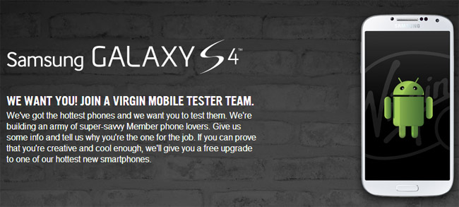 Canada: Virgin looking for 5 Galaxy S4 testers