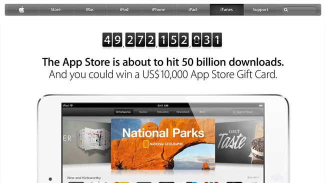Apple to top 50 billion App Store downloads soon