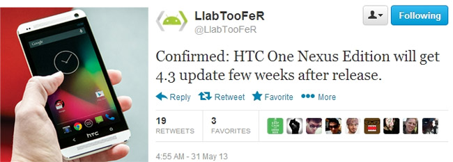 HTC One Nexus Edition getting Android 4.3 in July?