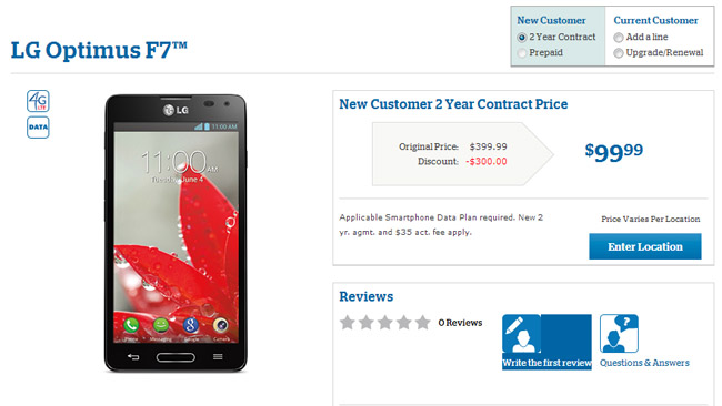 LG Optimus F7 now available from US Cellular for $99