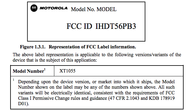 US Cellular's Moto XFON XT1055 caught at the FCC