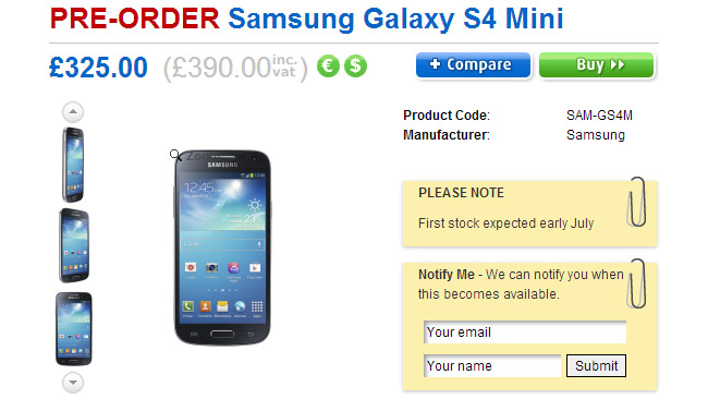 Samsung Galaxy S4 Mini, Galaxy S4 Zoom priced in the UK