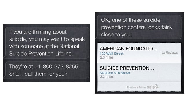 Apple's Siri can prevent suicides