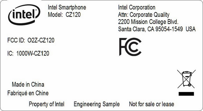 Unannounced Intel CZ120 smartphone caught at the FCC