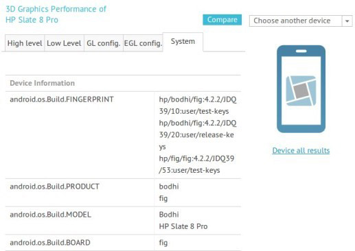 HP Slate 8 Pro with Tegra 4 CPU
