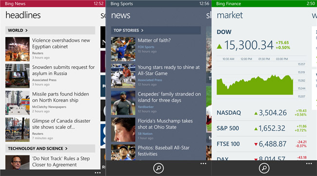Microsoft launches Bing Weather, News, Sports, and Finance for Windows Phone 8