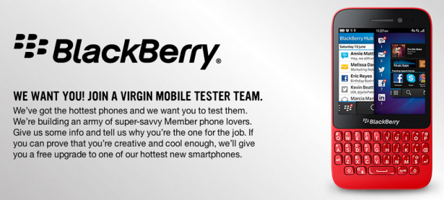 Virgin Mobile Canada looking for 5 BlackBerry Q5 testers