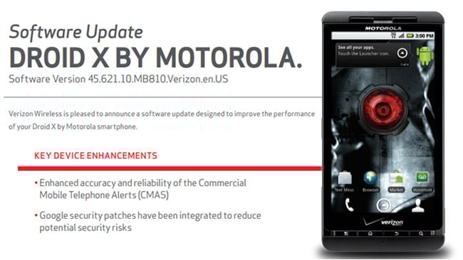 Droid X gets an update after year and a half break