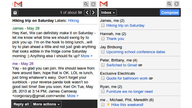 Google updates Gmail for feature phone browsers