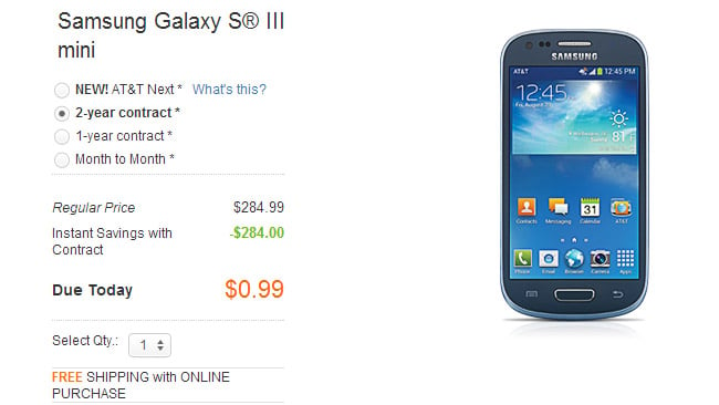 Samsung Galaxy S III Mini now available from AT&T