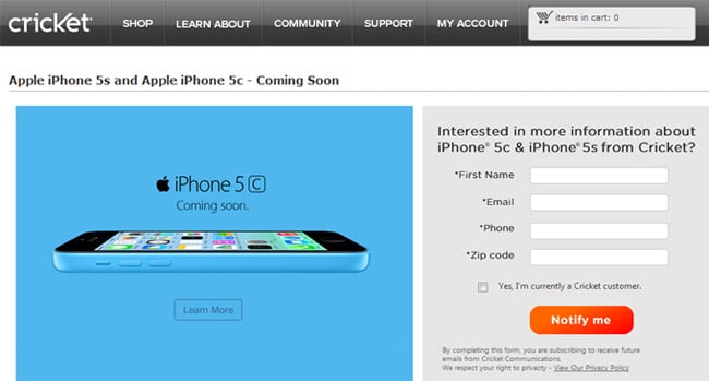 Cricket to start selling iPhone 5s and 5c on October 25