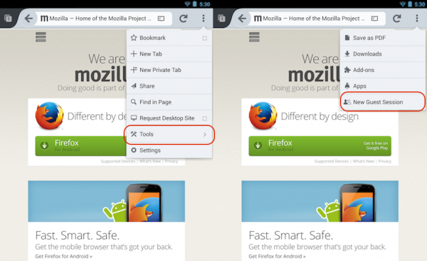 Firefox for Android updated with Guest Browsing