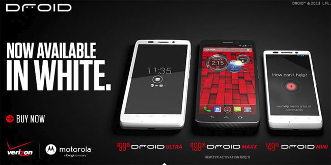 Verizon's DROID Ultra and DROID Mini now available in white