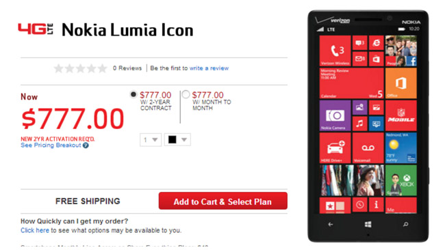 Nokia Lumia Icon briefly caught at Verizon's site