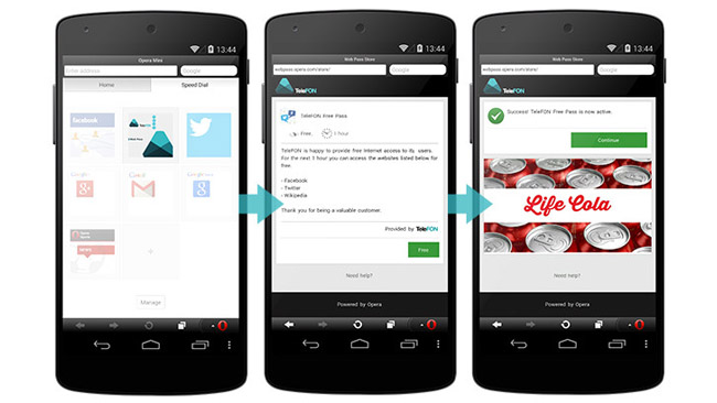 Opera Sponsored Web Pass offers free mobile internet access sponsored by advertisers