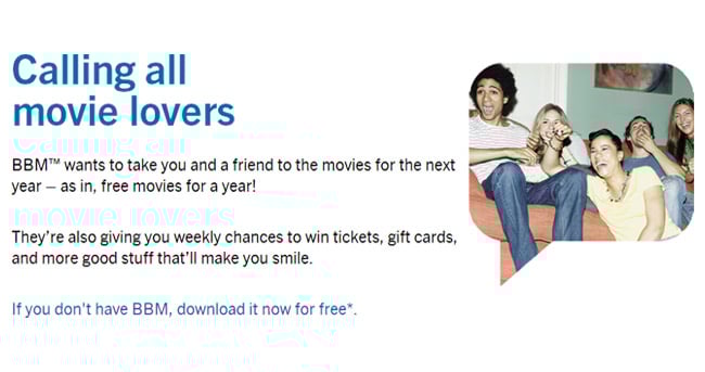 Win free movie tickets for a year from BlackBerry