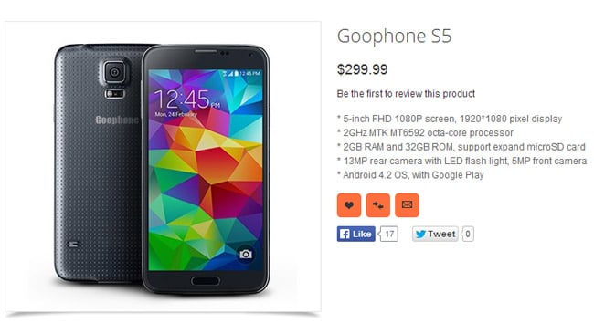 Fake Samsung Galaxy S5 appears in China