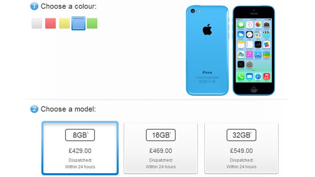 8GB iPhone 5C now available in some parts of the world