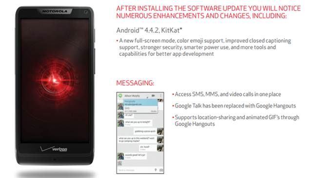 Verizon's RAZR M, RAZR HD and RAZR MAXX HD get KitKat; DROID Mini, DROID Ultra and DROID MAXX - bug-fixing updates