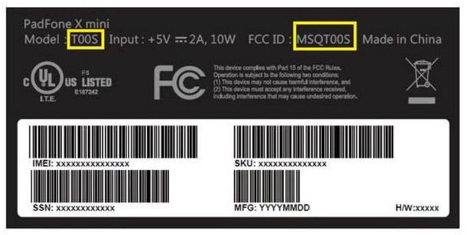 Asus PadFone X mini at FCC